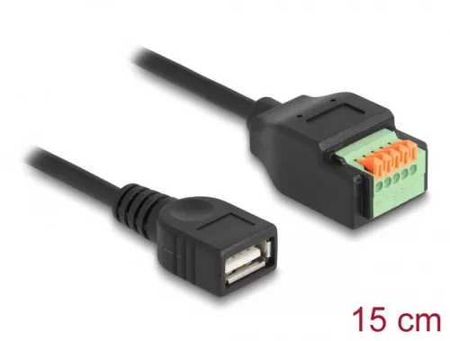 Delock A-típusú USB 2.0 kábel anya - terminal block adapter lenyomó gombbal 15 cm (DL-66062)
