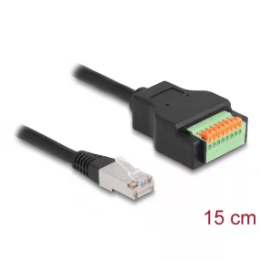   Delock RJ45 kábel Cat.5e apa - terminal block adapter lenyomó gombbal 15 cm (DL-66063)