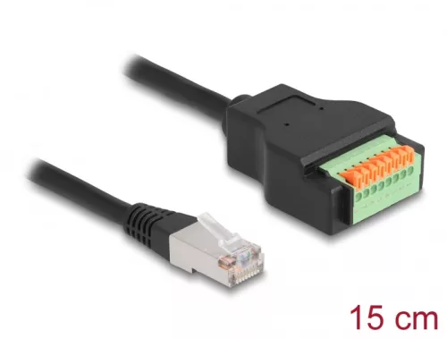 Delock RJ45 kábel Cat.5e apa - terminal block adapter lenyomó gombbal 15 cm (DL-66063)
