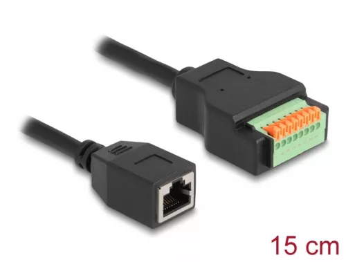 Delock RJ45 kábel Cat.5e anya - terminal block adapter lenyomó gombbal 15 cm (DL-66065)