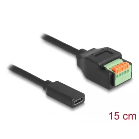   Delock ?USB Type-C 2.0 kábel anya - terminal block adapter lenyomó gombbal 15 cm (DL-66067)