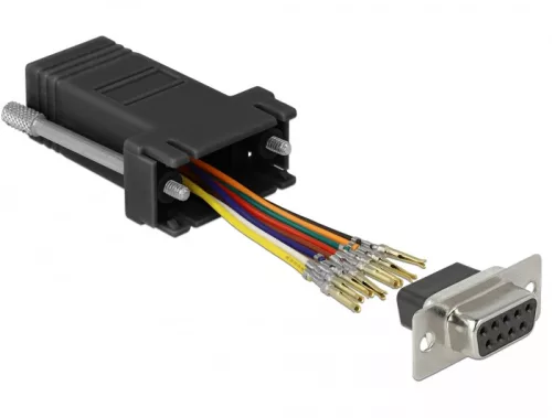 Delock Fekete Sub-D 9-tűs anya   RJ45 anya összekötő adapter (DL-66165)