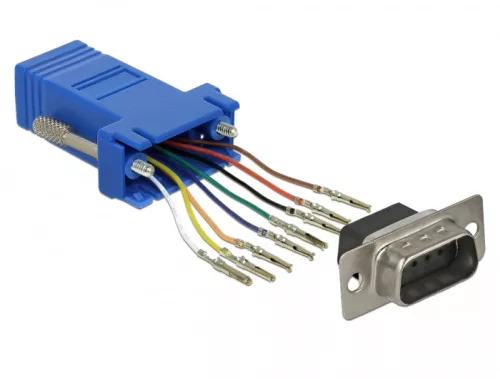 Delock Kék Sub-D 9-tűs apa  RJ45 anya összekötő adapter (DL-66167)