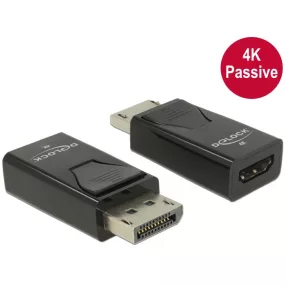   Delock Adapter Displayport 1.2-dugós csatlakozó > HDMI-csatlakozóhüvely 4K passzív fekete (DL-66234)
