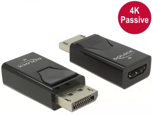 Delock Adapter Displayport 1.2-dugós csatlakozó > HDMI-csatlakozóhüvely 4K passzív fekete (DL-66234)