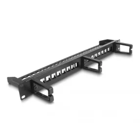   Delock 19  Keystone Patch Panel 16 port 3 kampóval és húzásmentesítő 1U fekete (DL-66237)
