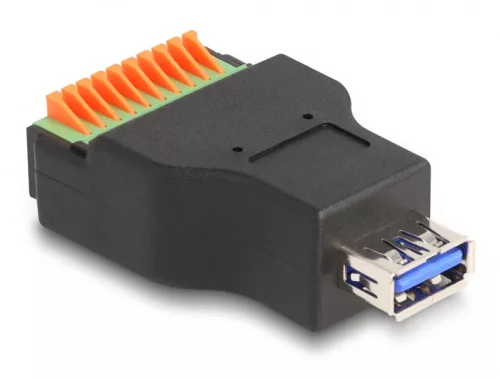 Delock USB 3.2 Gen 1 A-típusú anya - Terminal Block Adapter lenyomó gombbal (DL-66239)
