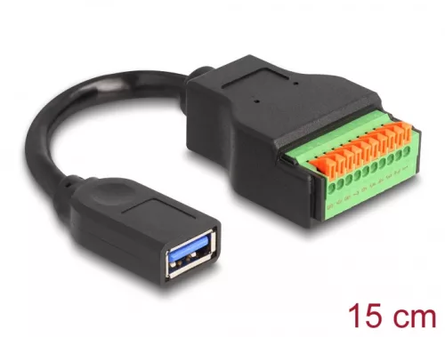 Delock A-típusú USB 3.2 Gen 1 kábel anya - terminal block adapter lenyomó gombbal 15 cm (DL-66241)