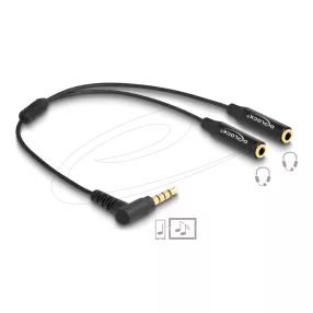   Delock Hangmegosztó sztereo jack apa 3,5 mm - 2 x sztereo jack anya 3,5 mm 4-tűs hajlított (DL-66242)