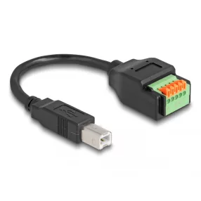   Delock B-típusú USB 2.0 kábel apa - terminal block adapter lenyomó gombbal 15 cm (DL-66249)