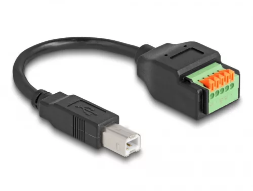 Delock B-típusú USB 2.0 kábel apa - terminal block adapter lenyomó gombbal 15 cm (DL-66249)