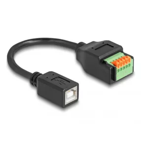   Delock B-típusú USB 2.0 kábel anya - terminal block adapter lenyomó gombbal 15 cm (DL-66250)