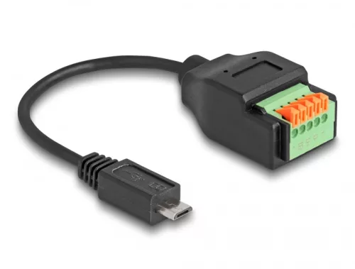 Delock Micro-B-típusú USB 2.0 kábel apa - terminal block adapter lenyomó gombbal 15 cm (DL-66251)