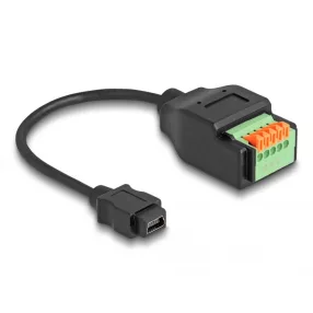   Delock Mini-B-típusú USB 2.0 kábel anya - terminal block adapter lenyomó gombbal 15 cm (DL-66252)