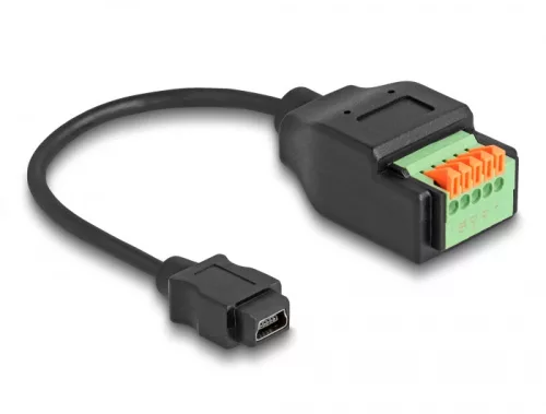 Delock Mini-B-típusú USB 2.0 kábel anya - terminal block adapter lenyomó gombbal 15 cm (DL-66252)