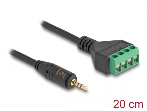 Delock Sztereo jack kábel apa 2,5 mm 4 tűs - Terminal Block Adapter 20 cm (DL-66256)