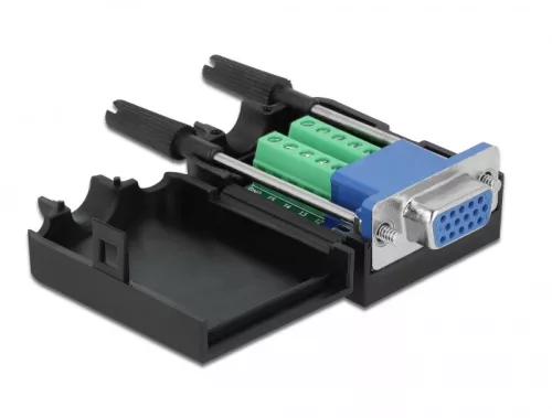 Delock VGA 15 tűs adapter anya - 10 tűs kapocstest házzal (DL-66259)