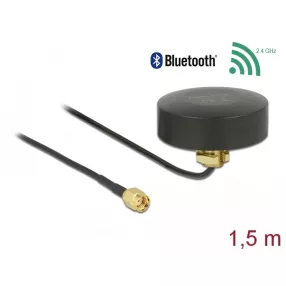   Delock WLAN 802.11 b/g/n antenna RP-SMA-dugó 2 dBi irányítatlan, rögzített, csatlakozókábellel RG-17 (DL-66285)