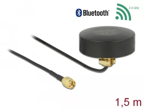 Delock WLAN 802.11 b/g/n antenna RP-SMA-dugó 2 dBi irányítatlan, rögzített, csatlakozókábellel RG-17 (DL-66285)