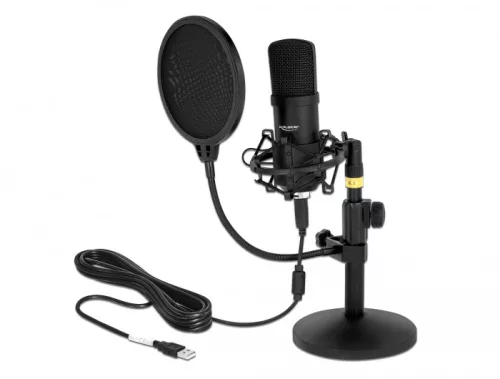 Delock Professzionális kondenzátor mikrofon-szett USB csatlakozóval podcasting-hoz és lejátszáshoz (DL-66300)