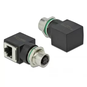   Delock Hálózati adapter M12 4 tűs D-kódolt anya - RJ45 anya (DL-66312)
