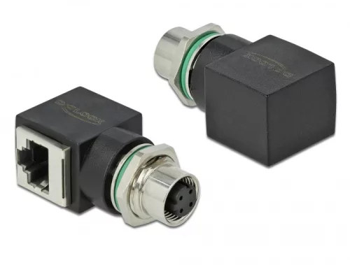 Delock Hálózati adapter M12 4 tűs D-kódolt anya - RJ45 anya (DL-66312)