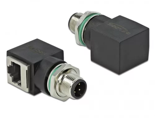 Delock Hálózati adapter M12 4 tűs D-kódolt adugó - RJ45 anya (DL-66313)