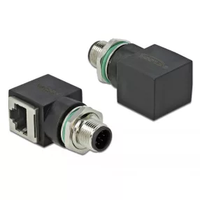   Delock Hálózati adapter M12 8 tűs A-kódolt adugó - RJ45 anya (DL-66315)