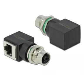   Delock Hálózati adapter M12 8 tűs X-kódolt anya - RJ45 anya (DL-66316)