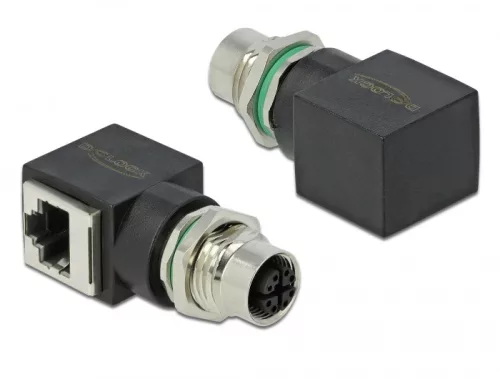 Delock Hálózati adapter M12 8 tűs X-kódolt anya - RJ45 anya (DL-66316)