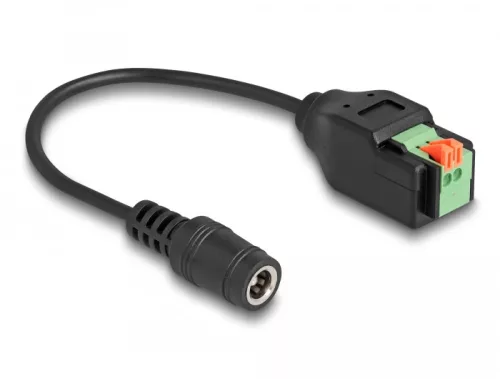 Delock DC 5,5 x 2,1 mm anya - Terminal Block Adapter nyomógombbal 15 cm (DL-66326)