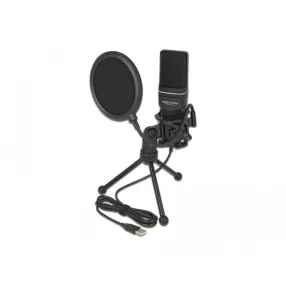   Delock USB csatlakozású Kondenzátoros Mikrofon Szett - podcast készítéshez, játékhoz dalrögzítéshez (DL-66331)