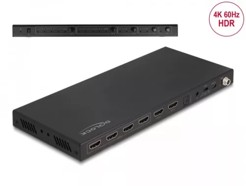 Delock HDMI mátrix kapcsoló 4 db HDMI bemenet - 2 db HDMI kimenet 4K 60 Hz hang operátorral (DL-66454)