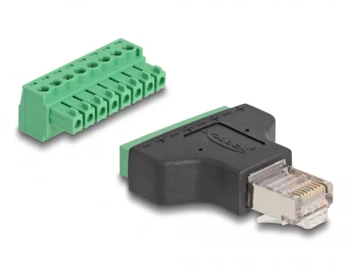 Delock Adapter RJ45 dugó > 8 tűs csatlakozóblokk, 2 rész 3,81 mm (DL-66471)
