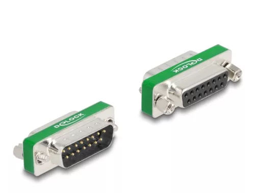 Delock RF/EMI interferencia elnyomó szűrő D-Sub 15 tűs apa   anya aluláteresztő szűrő képességgel (DL-66478)