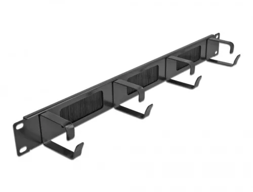 Delock 19  kábelrendező fésűs panel, 4 hurokkal 1U, fekete (DL-66489)