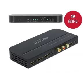   Delock HDMI kapcsoló 3 x HDMI bemenet - 1 x HDMI kimenet 4K 60 Hz Audio Extractor-ral (DL-66498)