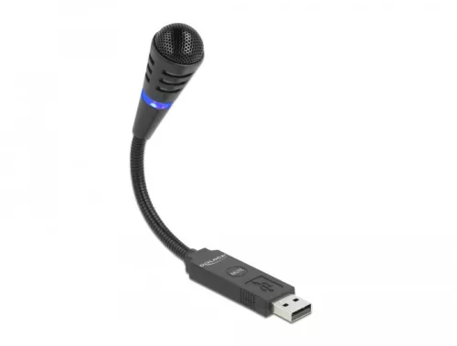 Delock USB mikrofon gégecsovel és némító gombbal (DL-66499)