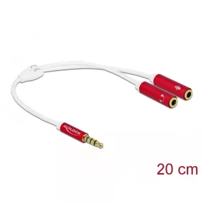   Delock Fejhallgató adapter 1 x 3,5 mm-es, 4 tűs sztereo jack apa - 2 x 3,5 mm-es, 4 tűs sztereo jack (DL-66519)