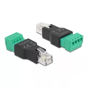   Delock adapter RJ11/14 apa csatlakozó a 4 tűs 2-részes terminálblokkhoz (DL-66527)
