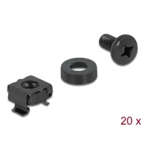   Delock Beszerelési készlet hálózati kabinethez, 20 db. Fekete (DL-66548)