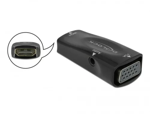 Delock Átalakító HDMI-A aljzat - VGA aljzat 1080p audioval (DL-66560)