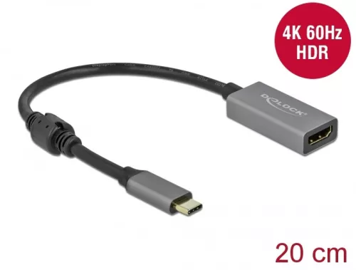 Delock Aktív USB Type-C  - HDMI átalakító (DP Alt Mode) 4K 60 Hz (HDR) (DL-66571)