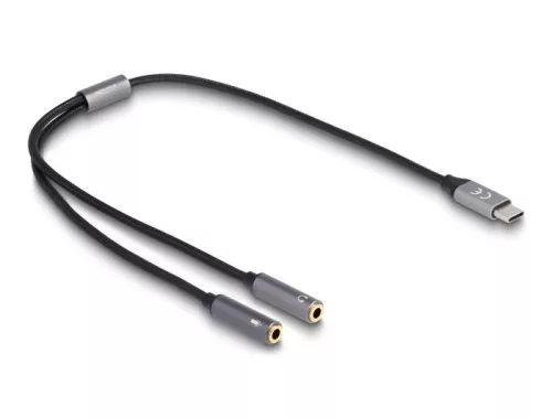 Delock Fejhallgató adapter USB Type-C  apa DAC 24 Bit / 96 kHz Hi-Res - 2 db. 3,5 mm-es, 3 tűs sztereo jack anya (DL-66616)