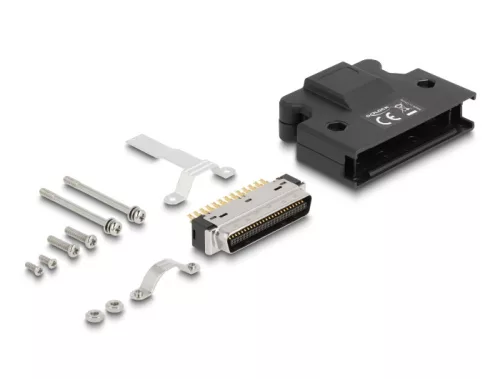 Delock 50 tűs kerettel rendelkező MDR fokos forrasztott csatlakozás apa (DL-66635)