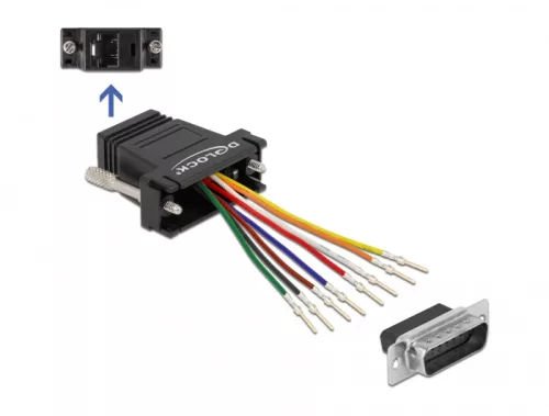 Delock Fekete D-Sub 15-tűs apa  RJ45 anya összekötő adapter (DL-66647)
