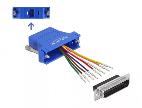 Delock Kék D-Sub 25-tűs apa  RJ45 anya összekötő adapter (DL-66648)