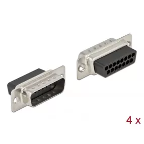 Delock D-Sub 15 tűs krimpelhető apa, fém 4 db. (DL-66709)