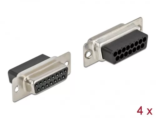 Delock D-Sub 15 tűs krimpelhető hüvely, fém 4 db. (DL-66720)
