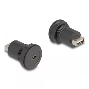   Delock USB 2.0 Mini-B-típusú   USB 2.0 A-típusú beépített csatlakozóval fekete (DL-66742)